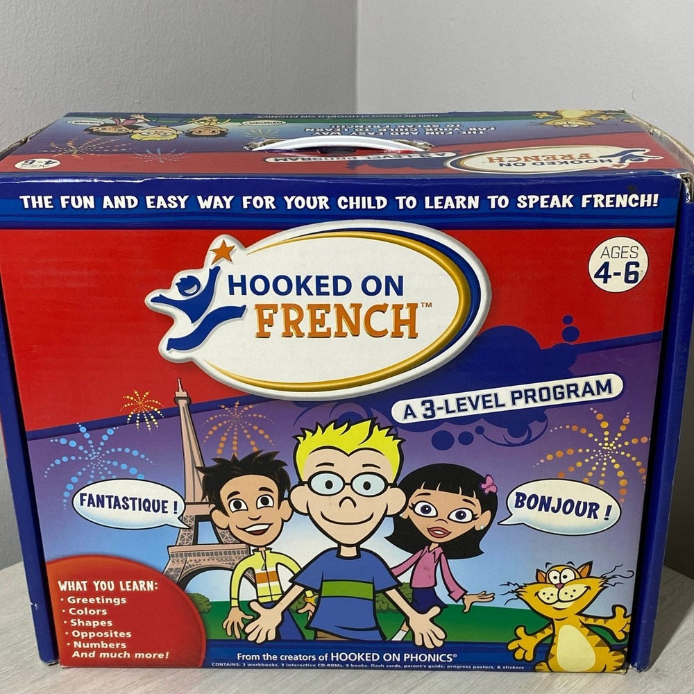 Hooked on French 3-Level Program Ages 4-6 Workbooks CDs Flashcards Complete Set